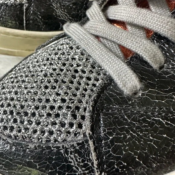 P448 Women’s Black, Metallic and Lace High Tops, Size 9-9.5 - Picture 4 of 10